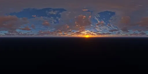 Dramatic 10K resolution HDR image with a vivid sunset amid clouds perfect for realistic scene lighting.