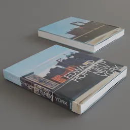 Detailed 3D model render of two art books with Edward Hopper's New York theme for Blender artists.