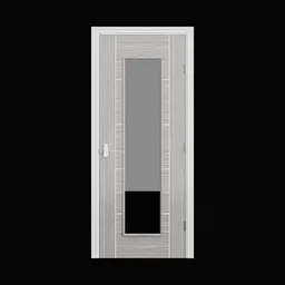 "Get the sleek Vancouver style with this 3D model of a monochrome interior door featuring a glass window and seamless wood texture. Measuring 1981 x 762mm, it's perfect for any modern home. Created with Blender 3D software by Grillo Demo."