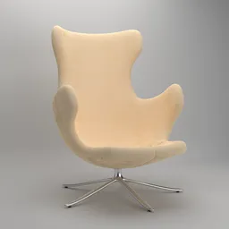 Detailed 3D rendering of a modern beige velvet chair for interior design in Blender.