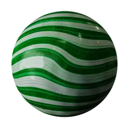 High-quality PBR peppermint candy texture for 3D modeling in Blender, with glossy green and white striped surface.