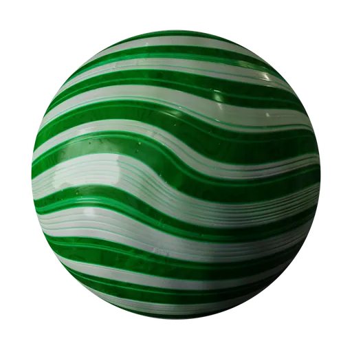 High-quality PBR peppermint candy texture for 3D modeling in Blender, with glossy green and white striped surface.