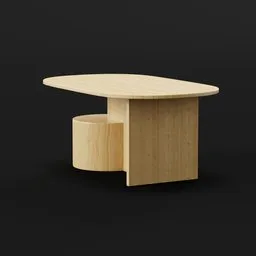 "Minimalist Pine Wood Coffee Table with Drawer - 3D Model for Blender 3D" - This stylish coffee table model features pine wood texture with a simple, elegant design and a convenient drawer underneath. Measuring 40x100x60cm, it's perfect for any 3D interior design project in the minimalism style of the 1920s. Compatible with Blender 3D software.