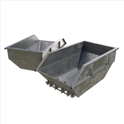 Detailed steel waste container 3D model for Blender, suitable as a low-poly game asset or rendering.