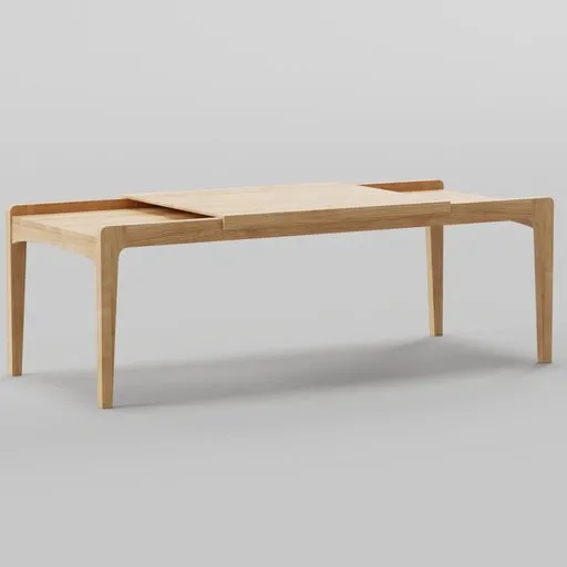 Wooden 3D model coffee table with modern design, rendered in Blender, suitable for interior visualization.