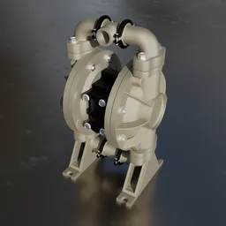 Highly-detailed 3D model of a diaphragm pump with accurate textures for Blender rendering.