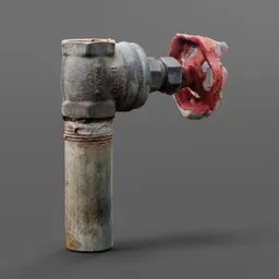 Detailed 3D scanned industrial water valve model with realistic rust and texture for Blender 3D projects.