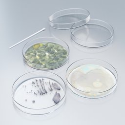 Petri dishes with bacteria mold