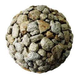 2K PBR realistic gravel texture for 3D modeling in Blender, with high detail and displacement mapping.