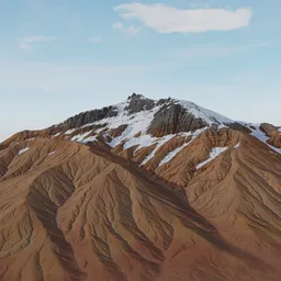 Highly detailed snow-capped mountain 3D model for Blender, with realistic textures and shading.