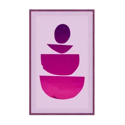 "A purple and white abstract art photo frame in a minimalist pink palette, featuring the Hindu stages of meditation. This 3D model, created with Blender 3D, showcases a card frame with high depth and a black background. Perfect for mobile game icons, astrology enthusiasts, or those seeking neofuturistic designs."