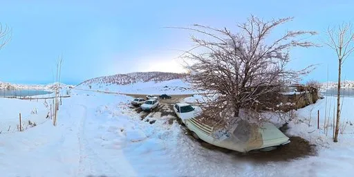 Snowy Orchard Lake Winter Rural HDRI