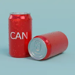 Detailed 3D model of two red soda cans with water droplets, customizable for Blender renders.