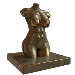 "Rusted Bronze Miniature Sculpture of Nude Women's Torso in Blender 3D" - This 3D model in Blender 3D depicts the miniature sculpture of a woman's torso in a rusted bronze texture. Enjoy the high-level texture render and award-winning design for your projects.