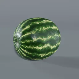 Realistic 3D watermelon model with procedural texture, perfect for Blender rendering and decoration visualization.