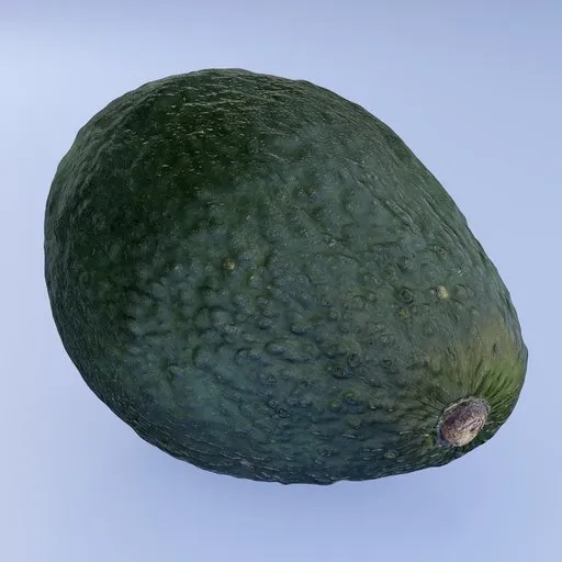 Realistic 3D avocado model with natural texture, suitable for food visualization in Blender.