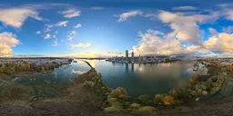 City Buildings Dramatic Sunset Sky