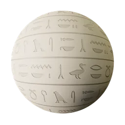 PBR texture of hand-drawn ancient Egyptian hieroglyphs, ideal for 3D modeling in Blender and similar software.