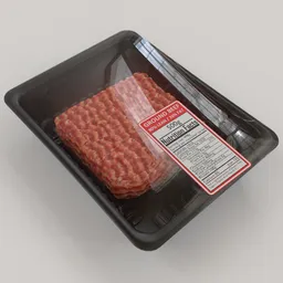 Highly detailed Blender 3D model of packaged ground beef, ideal for food simulations and renderings.