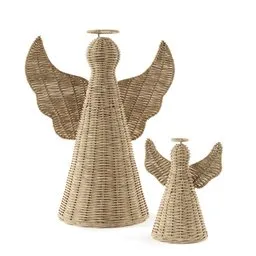 Detailed 3D rattan angel models in two sizes with intricate weave patterns, perfect for Blender 3D holiday scenes.