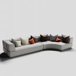 Detailed 3D model of a modern sectional sofa with cushions, optimized for Blender rendering.
