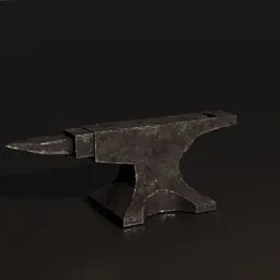 "Handcrafted 3D model of an old blacksmith's anvil made with Blender 3D, featuring a hammer resting atop. Ideal for adding a touch of grim dark style to games and other digital renderings."