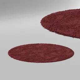 High-quality 3D round shaggy carpet model with realistic texture, ideal for Blender rendering.