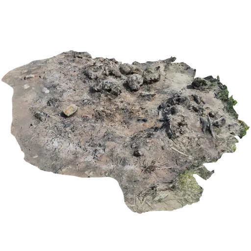 Highly detailed charred terrain 3D model with realistic textures, suitable for Blender rendering and environmental design.