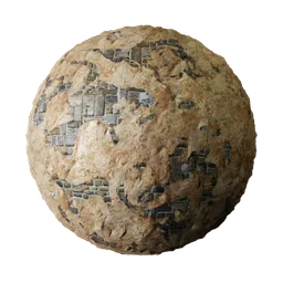 High-resolution 2K PBR Old Quarry Wall texture for 3D modeling, featuring detailed stone and brickwork with realistic displacement.