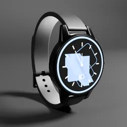 Highly-detailed black smartwatch 3D render, perfect for Blender 3D modeling and accessories visualization.