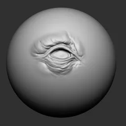 Detailed eye socket sculpting brush effect for 3D modeling in Blender, suitable for creature design