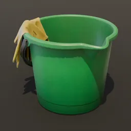 Cleaning Bucket with rubber gloves