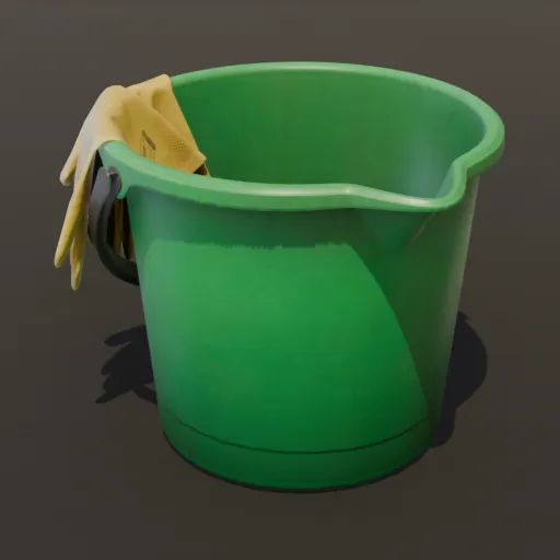 Cleaning Bucket with rubber gloves