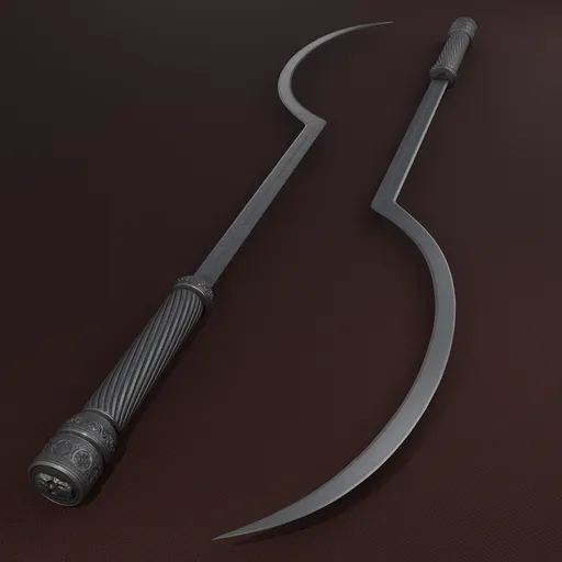 Detailed 3D sculpted silver sword with artistic handle, high-quality rendering for Blender 3D models.