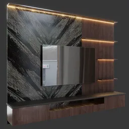 Modern Blender 4.1 3D model showcasing a sleek TV unit with clean lines and realistic textures.