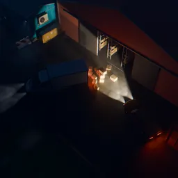 Cinematic Night Warehouse Loading Scene