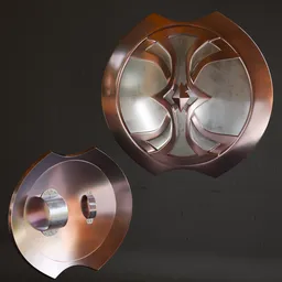 Low poly 3D shield model with high quality metal textures for Blender, suitable for war game designs.