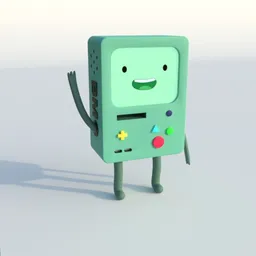 3D Blender model of a cute, multifunctional console character with screen face and limb details.