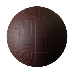 High-resolution red basket weave tile PBR material for realistic texturing in 3D applications and rendering.