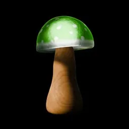Wooden Green Mushroom Lamp