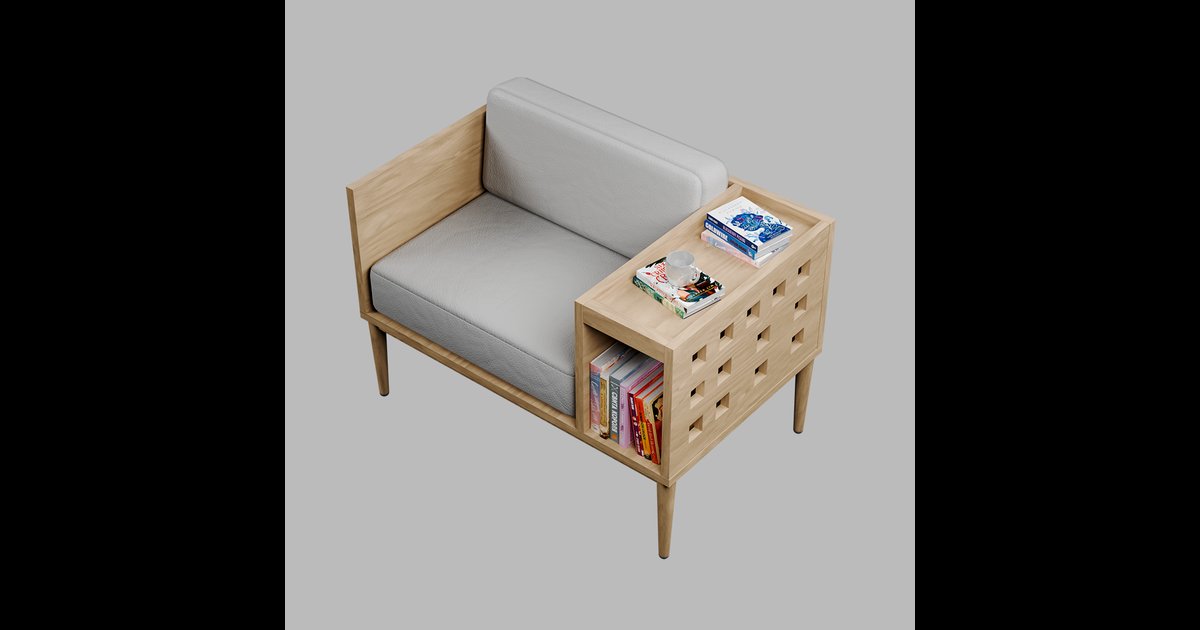 Lounge Chair with Side Shelves | Sofas models | Blendkit