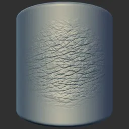 3D sculpting brush effect for reptile skin texture in Blender, showcasing intricate scale details.