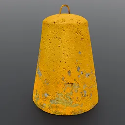 Round Concrete Block yellow old paint