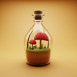 "Get enchanted with our "Stylized Mushroom in Bottle" 3D model, perfect for your Blender 3D projects. Featuring a meticulously crafted mushroom in a glass bottle with a touch of fantasy, our model adds a unique and artistic flair to your virtual world. Let your imagination soar with vibrant colors and attention to detail, creating a whimsical journey for your visual storytelling projects."