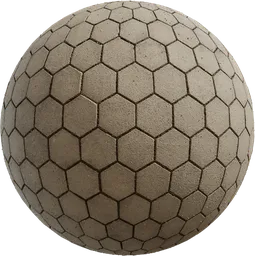 Hexagonal concrete paving texture for 3D modeling in Blender, realistic organic PBR material.
