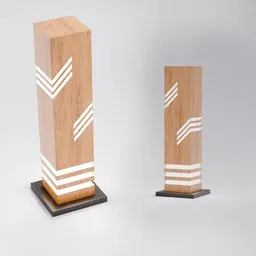 Wooden 3D model of a modern table lamp designed in Blender for interior 3D rendering and animation.