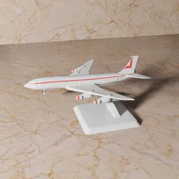 Detailed Blender 3D render of a commercial aircraft model on a stand, showcasing design and textures.
