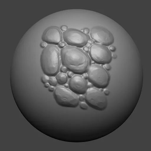 Blender 3D NS Scales 06 brush effect for sculpting detailed dragon scales on 3D models.