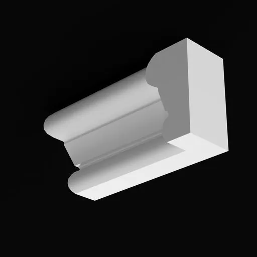 Elegant 3D modeled crown molding carving for architectural visualization in Blender, with precise dimensions for design integration.