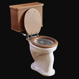 1915 Antique Low-Tank Toilet Wood